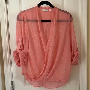 New York & Company Coral Sheer Blouse